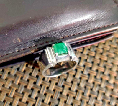 Natürlicher Smaragd Ring für Herren (Smaragdschliff) 925Silber Sterling.