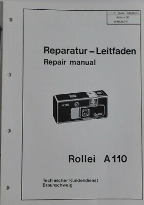 Guía de reparación de cámara Rollei A110 Repair manual 47 páginas
