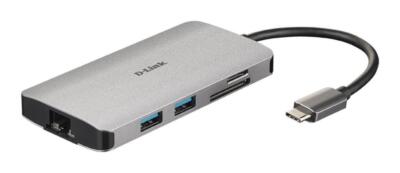 D-Link USB-C Hub 8 in 1 - 3 Port USB 3.0 - 1 Port HDMI 4K - 1 Port Lan Gigabi