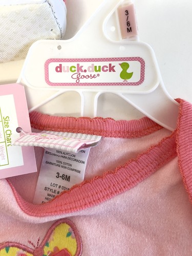 Duck Duck Goose Girls 3 - 6M 3 Pc Baby Pink Bodysuit Floral Shorts Shoes New - Picture 5 of 7