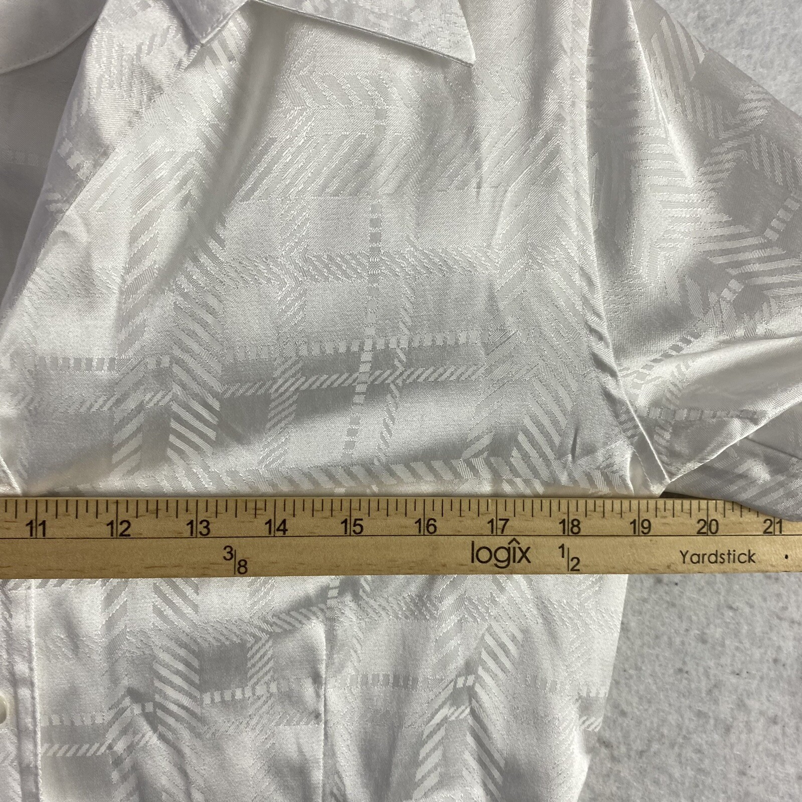 Wrinkle Free White Solid Plaid Collar Blouse Wome… - image 6