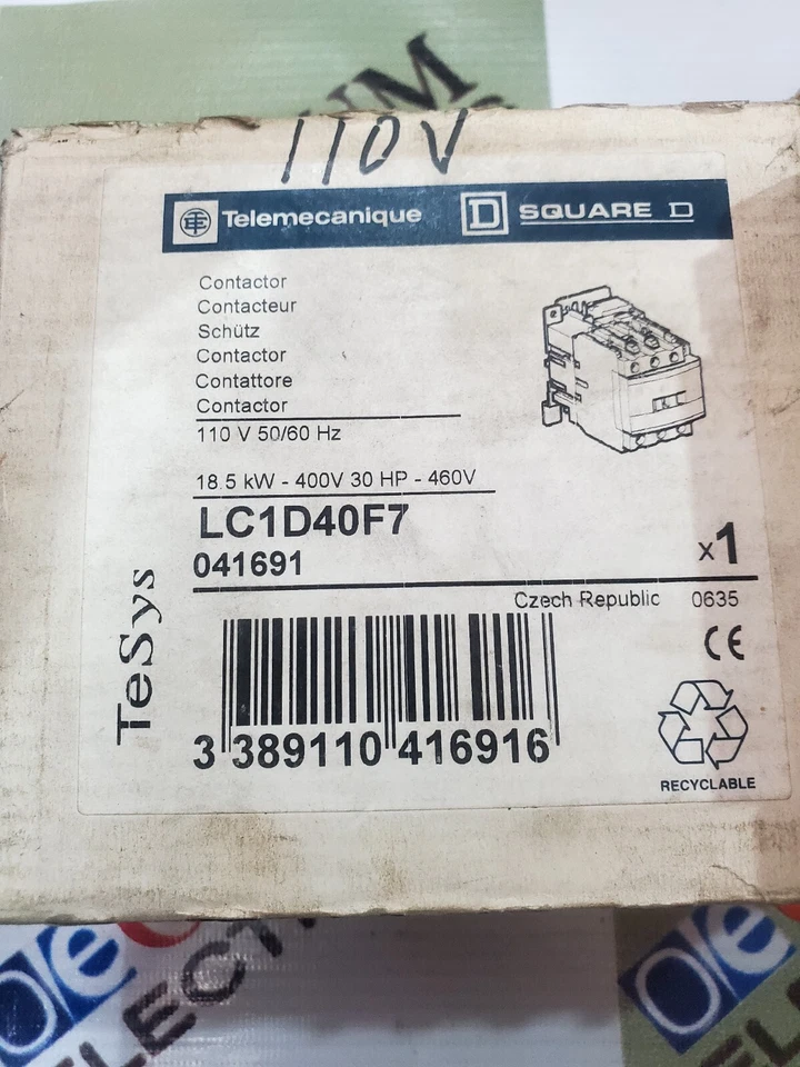 TELEMECANIQUE LC1D40F7 MAGNETIC CONTACTOR 40AMP VOLTAGE 110VAC FREEFAST SHIPPING - Image 2 of 4