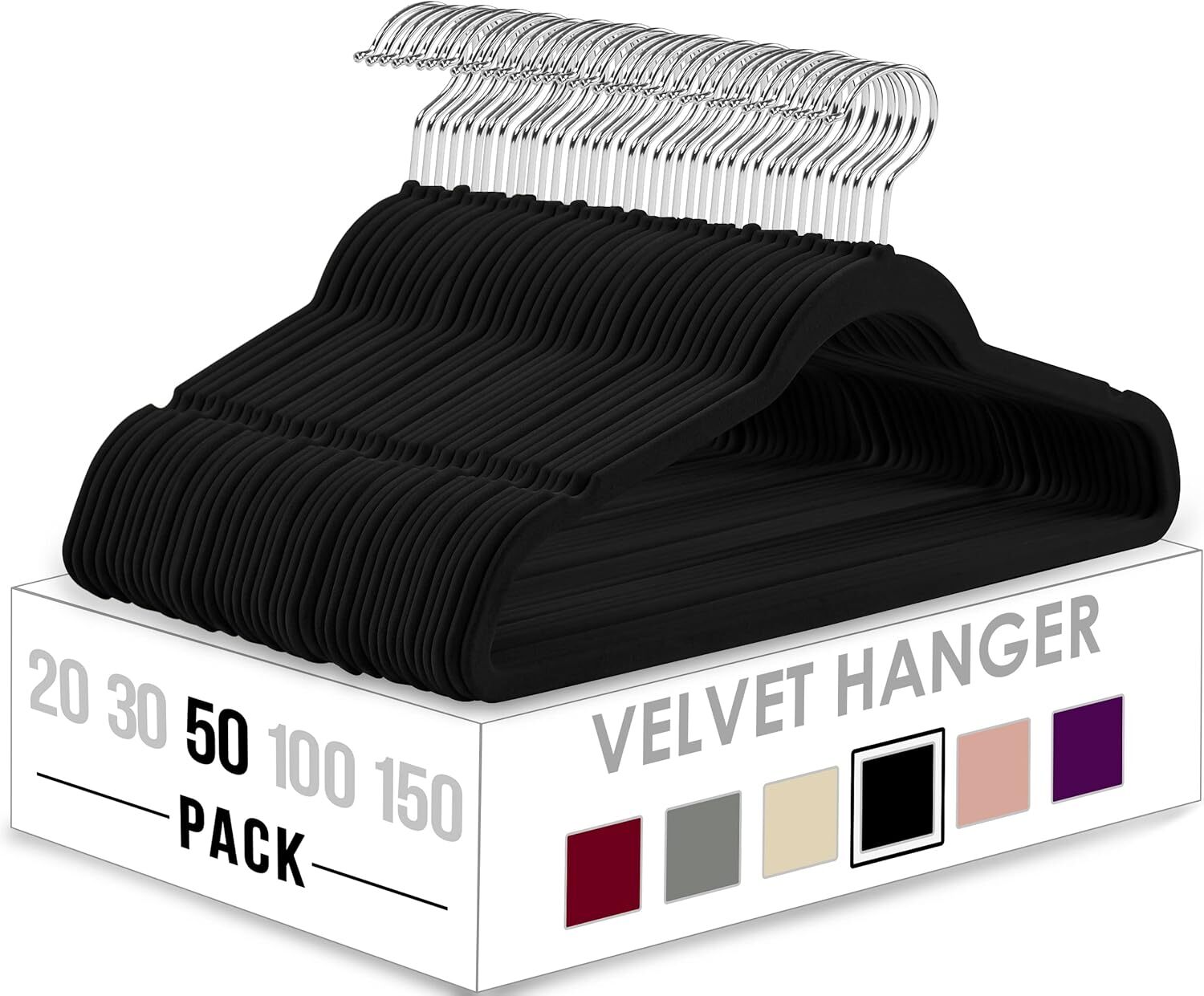 Utopia Home 50-Pack Black Velvet Non-Slip Clothes Hangers-image
