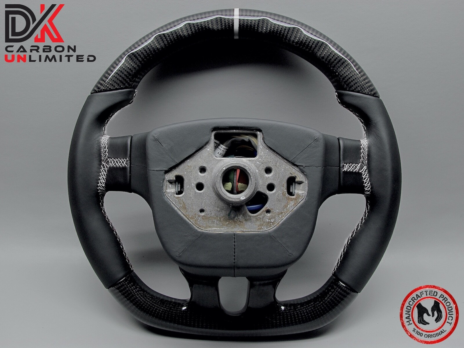 Bentley Continental GT Flying Spur 5mm White Ring Napa Carbon Steering Wheel v1