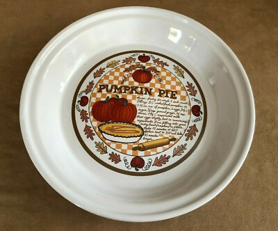 Pumpkin Pie pan Recipe Baking Dish Over and back Plate indoor outfitters vintage