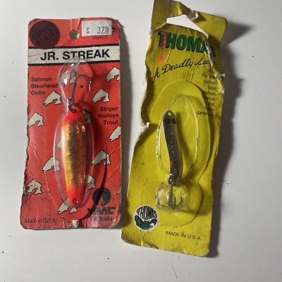 Thomas Silver Spoons 2 Pack Jr Streak Copper Plated/ Fishing Lures Made In USA