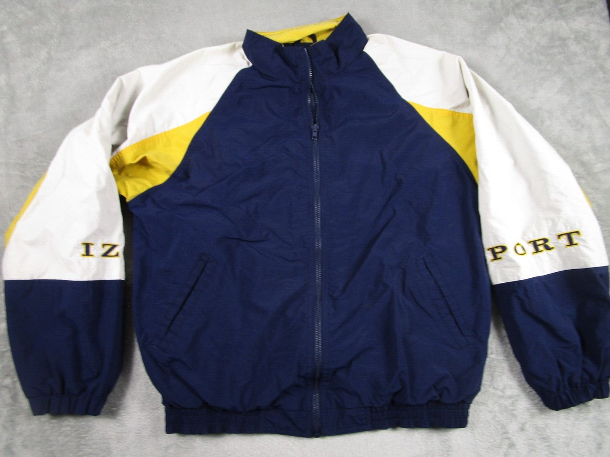 Vintage Izod Sport Jacket Mens Medium Blue Windbreaker Lightweight