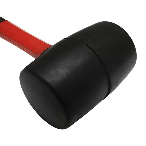 16 Oz Double-Faced Solid Rubber Head Mallet Hammer W/ Non-Slip Fiberglass Handle - Picture 2 of 4