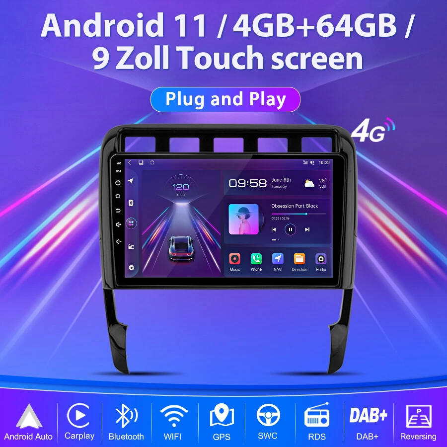 4+64G 2Din Autoradio GPS CarPLAY WiFi 4G DAB für Porsche Cayenne 1 9PA 2002-2010 - Bild 2 von 4