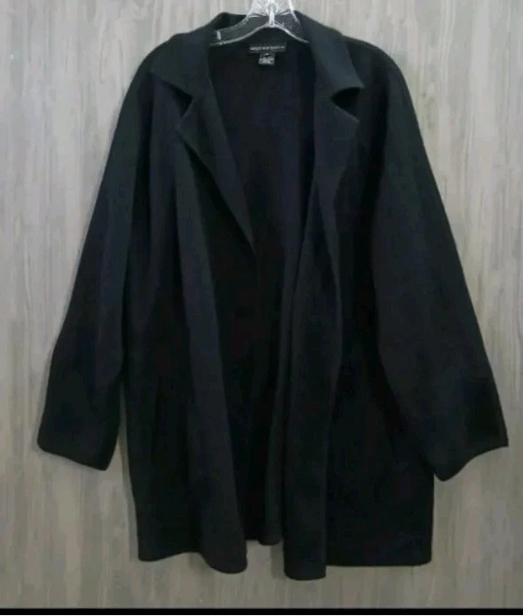 Andrea Jovine 100% шерсти Гонконг женщин пальто куртка кардиган черный средний размер - Изображение 2 из 4