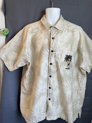 No Boundaries Men s 2 XL Short Sleeve Embroidered Hula Dancer Palm Trees Design