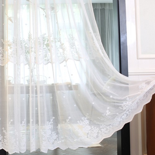 White Lace Half Curtain Sheer Linen Short Curtain Cafe Window Drape Doorway Door - Picture 11 of 15