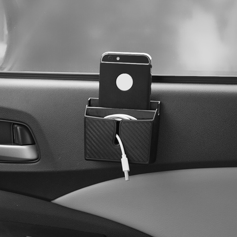 Cell Phone Stand Holder Vehicle Mount Car Seat Storage Carbon Fiber Box
