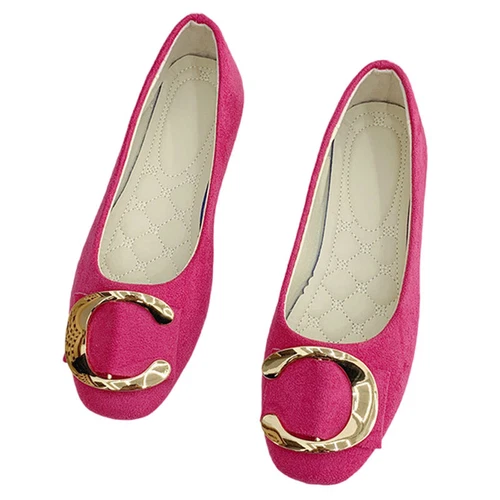 Women Flats Slip On Flat Shoes Formal Ladies Square Toe Classic Pumps Buckle - Bild 99 von 113
