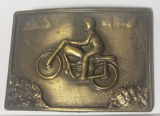 Vintage Dirt Bike Motocross Supercross Motorcycle Brass Belt Buckle 3.25"x2.25"