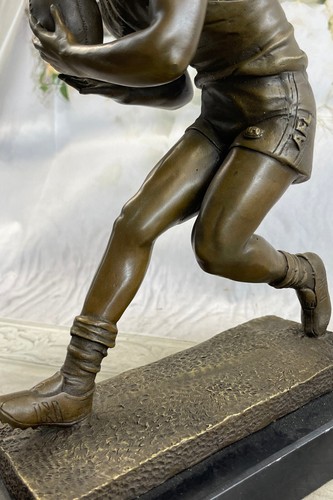 Athletic Bronze Sculpture Rugby Player Made by Lost Wax Method Large Statue - Picture 6 of 7