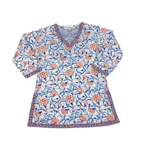 Gretchen Scott Boho Floral Block Print Tunic Size XS 100% Cotton
