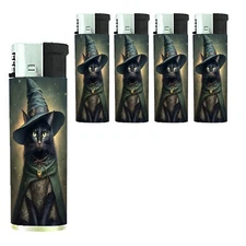 Spooky Halloween Witchy Magic Black Cat Set of 5 Electronic Butane Lighter