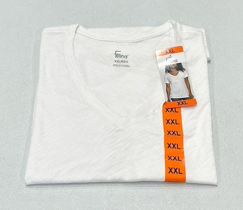Felina Women's V-Neck Short Sleeve T-Shirt, White, Size XXL - Picture 2 of 3