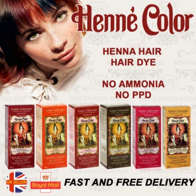 HENNE PARIS HENNA CREAM HAIR DYE HENNE COLOR Auburn-Brown-Copper-Blond-Mahogany-Burgundy