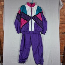Vintage Players Club Windbreaker Track Suit Set Women's M Purple Pink 80s 90s