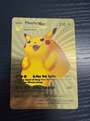 Pikachu VMAX Gold Foil Fan Art Card Hp310 G-Max Full Crash