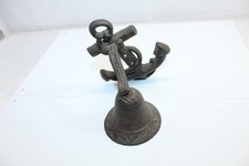 Vintage Cast Iron Bell Ship Anchor Design Mountable Farm Nautical Bell 7"