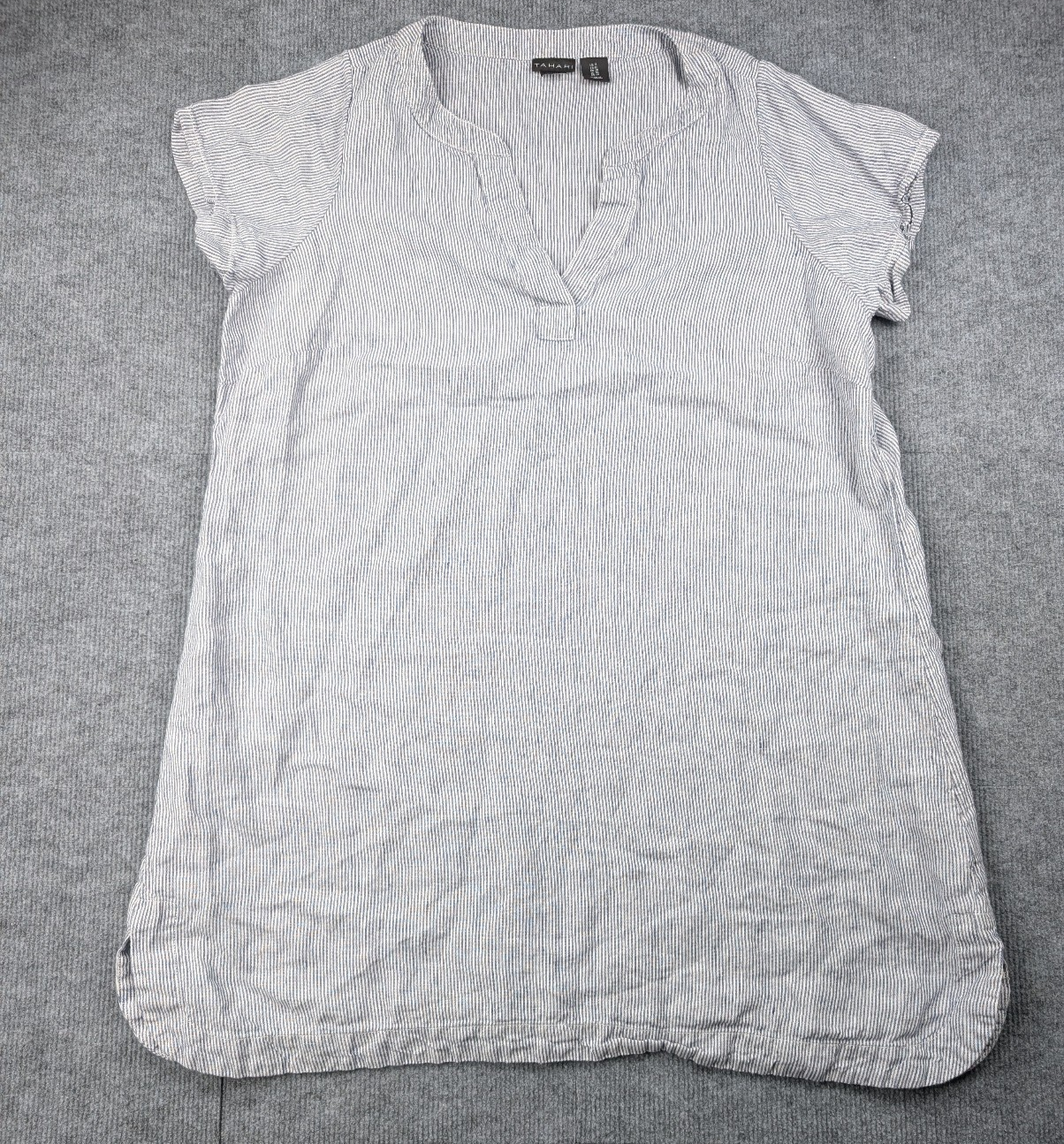 Tahari Linen Dress Womens 1X Coastal Lightweight Breathable Minimal Natural