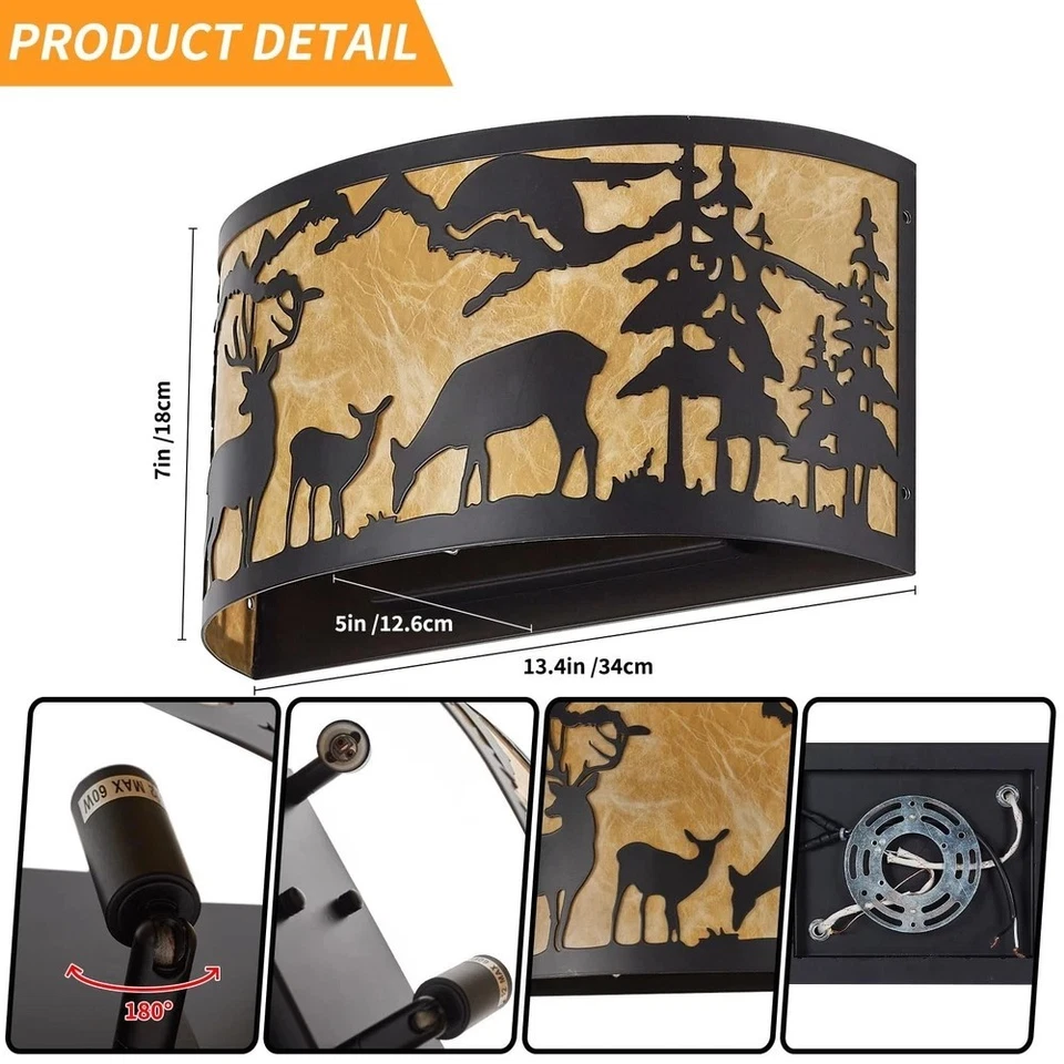 Apliques de pared industriales rústicos con base E12 para dormitorio... Foto 2 de 4