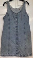 Levi's Tuli Denim Womens Medium Mini Dress Sleeveless Light Wash Button Front
