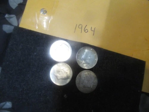 LOT OF 4 / 1964 Kennedy Half Dollars 90% Silver AU
