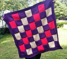 New Handmade Knitted Baby Blanket Multicolor For baby, size 33"x33"