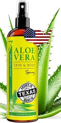 Organic Aloe Vera Spray for Body & Hair - Extra Strong, Fast Absorbing, No Stick