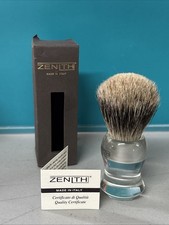 Zenith Clear Resin Handle Best Badger Shave Brush Made in Italy 503T/L