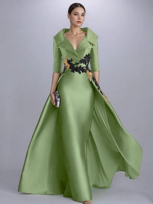 evening shirt dresses A-Line Floor Length Shirt Dress Wedding Guest Dress Formal Dresses Mother  of the Bride Dress Half Sleeve Shirt Collar Minimalist Formal Wedding Guest  Fall Satin with Bow(s) Pleats 2026