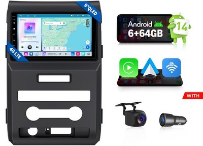 For 2009-2014 Ford F-150 9'' QLED Android Auto 14 6+64 Car Radio Wireless CarPlay