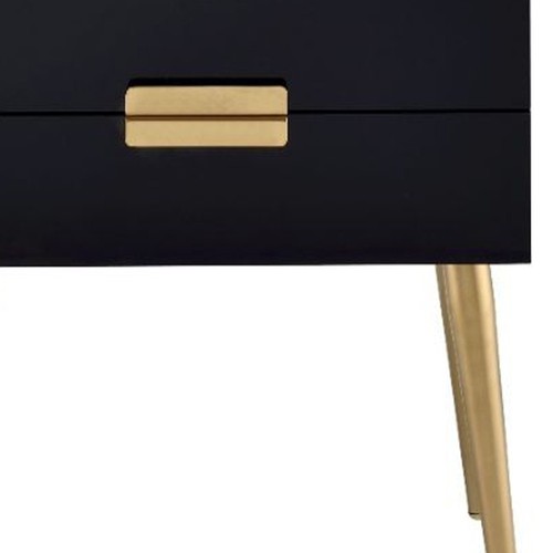 24" Black And Gold Wood And Iron End Table With Two Drawers - Picture 7 of 10