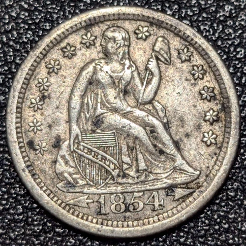 1854-O Seated Liberty Silver Dime XF-AU - Ships Free!
