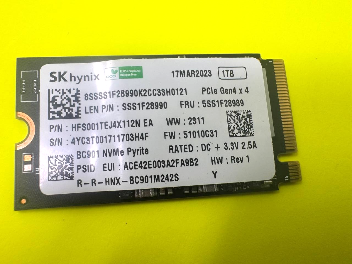 OEM SK Hynix 1TB PCIE 4.0 X4 TLC NVME M.2 2242 SSD 5SS1F28989