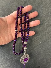 Purple Crystal Prayer Beads 33 Misbaha Tasbih Faceted Islamic Meditation
