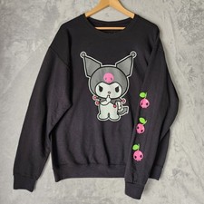 Sanrio Kuromi Sweatshirt Womens Size Large Crew Neck Pullover Black Hello Kitty