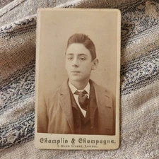 Antique CDV 1870s 1880s Victorian Era Portrait Teen Boy Champlin Champagne