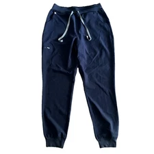 Figs Scrub Pants Womens LT Navy Blue Zamora Joggers Zip Cargo Hi Waisted