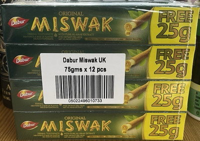 Dabur Miswak Herbal Zahnpasta 75g mit Al-Arak Extrakt, starke Zähne 12 Pieces 