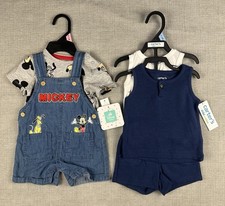 Disney Baby Carter  s Outfit Shirt Overalls Shorts 0-3 Months 3-6M Boys 5 Pcs Lot
