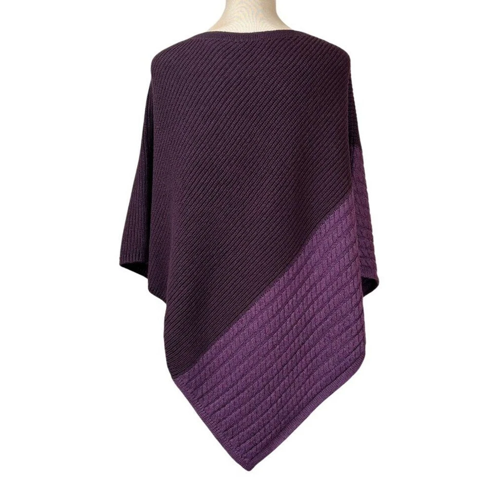 Poncho J. Jill Borgoña Color Bloque Tejido Talla Única OS Foto 4 de 4