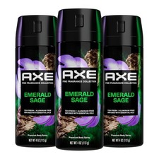 AXE Premium Deodorant Body Spray for Men Green Geranium 3 Count with 72H Odor Pr