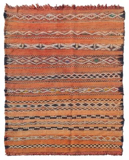 Rare Hand Knotted Vintage Morocco Sumouk Kilim Kilm Wool Area Rug 3.11 x 2.4 Ft