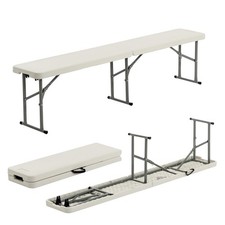 2x 4 Person Folding Trestle Benches Heavy Duty Outdoor Seating 183cm White