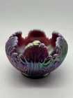 Fenton Plum Opalescent Carnival Empress Lotus Rose Bowl - 7 inch